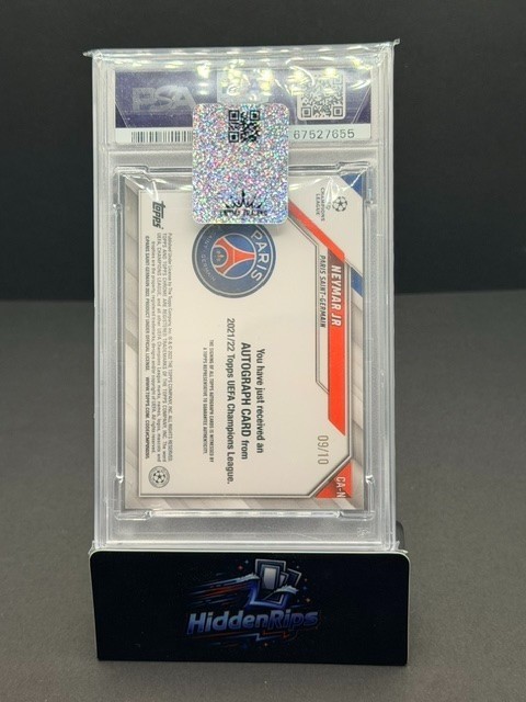 🔥 2021-22 Topps Chrome UEFA Champions League Neymar Jr. Red Refractor Auto PSA  view 2