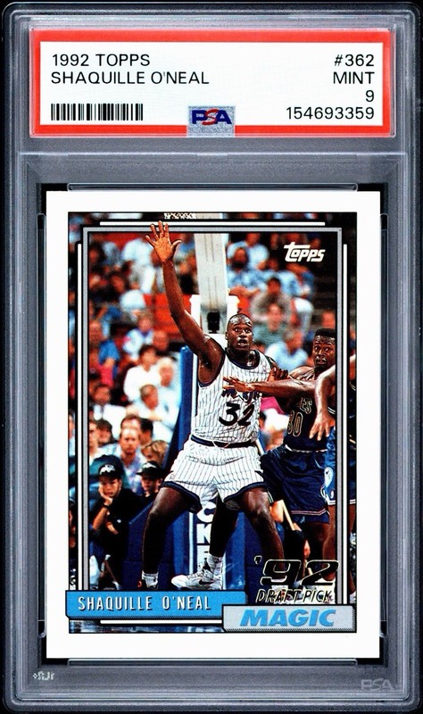 1992 Topps Shaquille O’Neal RC #362 PSA 9 MINT Orlando Magic 