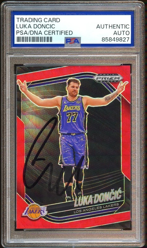 Luka Doncic 2024-25 Panini Prizm Black Red Wave Signed Auto PSA DNA