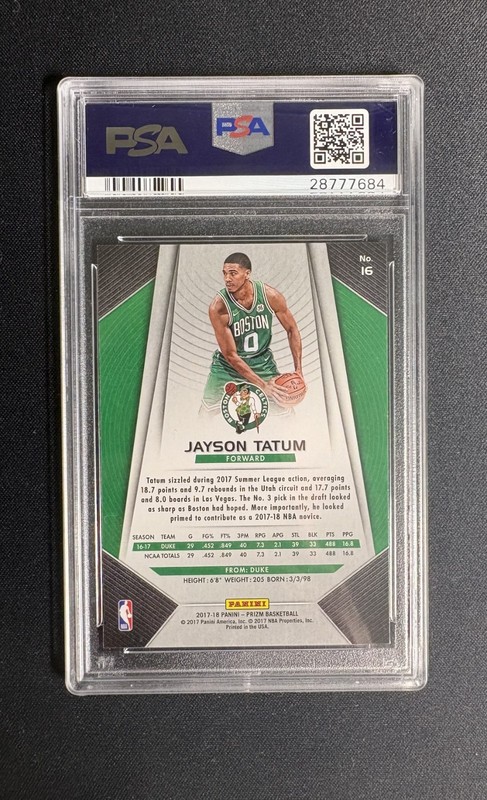 2017-18 Panini Prizm - Jayson Tatum #16 (RC) PSA 10 view 2