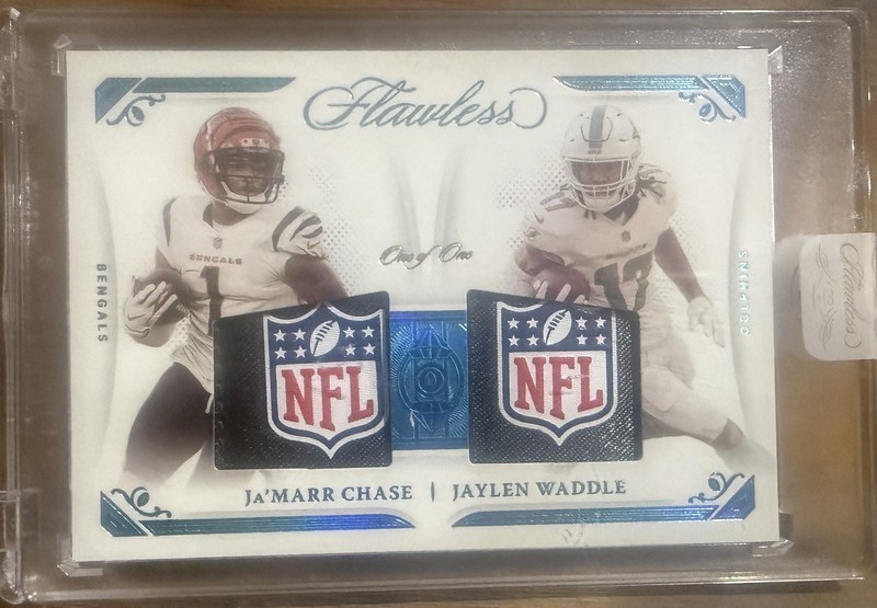 2021 Flawless Ja’marr Chase Jaylen Waddle 1/1 NFL Logo