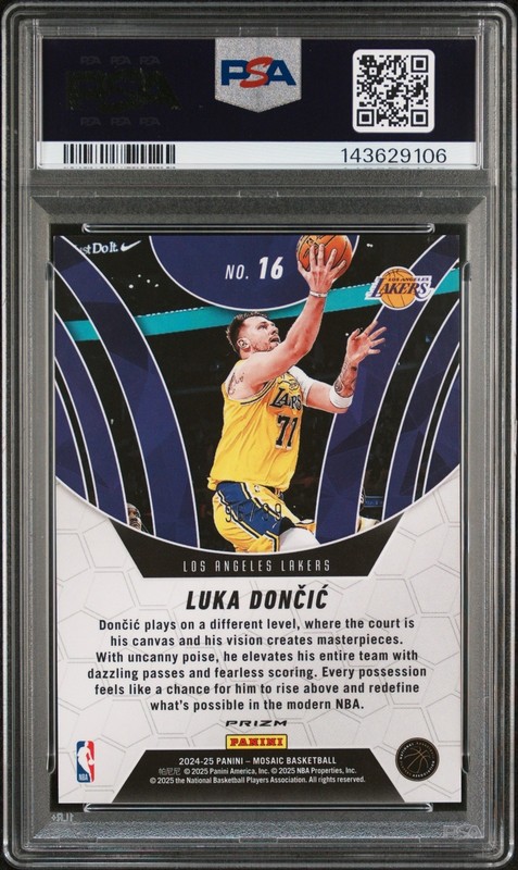 LUKA DONCIC 2024 PANINI MOSAIC ELEVATE REACTIVE BLUE #16 Lakers Uni Pop 2 PSA 10 view 2