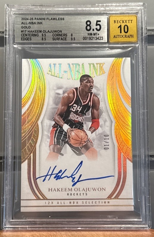 2024 - 2025 Flawless Hakeem Olajuwon All NBA Ink Gold 01/10 BGS 8.5 10 Auto