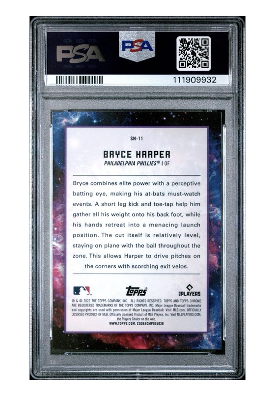 2022 TOPPS COSMIC CHROME SUPERNOVA #11 BRYCE HARPER SUPERNOVA PSA9 view 2