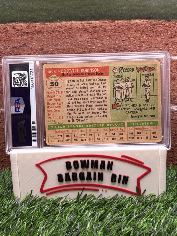 1955 Topps Jackie Robinson #50 Brooklyn Dodgers HOF PSA 1 Freshly Graded. view 2