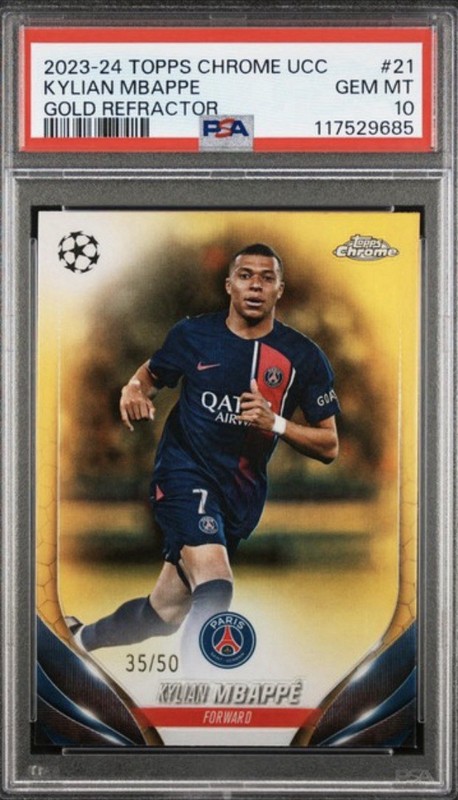 2023-24 Topps Chrome Sapphire Edition #21 Kylian Mbappé Gold PSA 10 #/50
