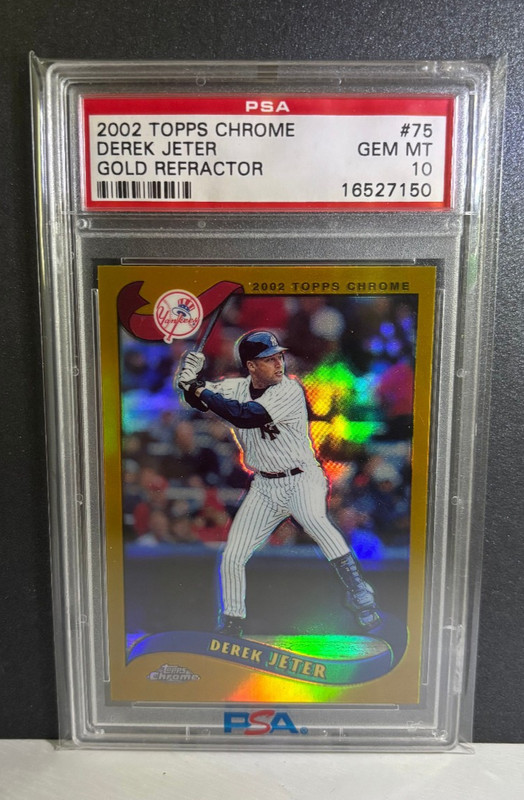 2002 TOPPS CHROME GOLD REFRACTOR DEREK JETER RARE SP PSA 10 GEM MINT NY YANKEES