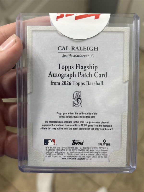CAL RALEIGH 2026 TOPPS FLAGSHIP GAME USED PATCH AUTOGRAPH AUTO /50 Q5690 view 2