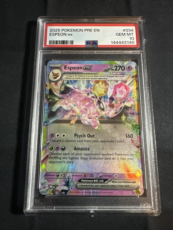 2025 Pokemon Pre En Prismatic Espeon ex 034 PSA 10 GEM MINT
