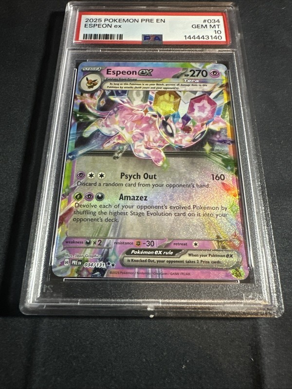 2025 Pokemon Pre En Prismatic Espeon ex 034 PSA 10 GEM MINT view 2