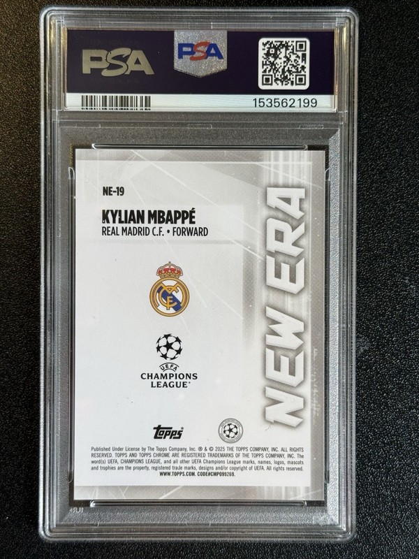 Kylian Mbappe 2024-25 Topps Chrome UEFA New Era MOJO PSA 9 view 2