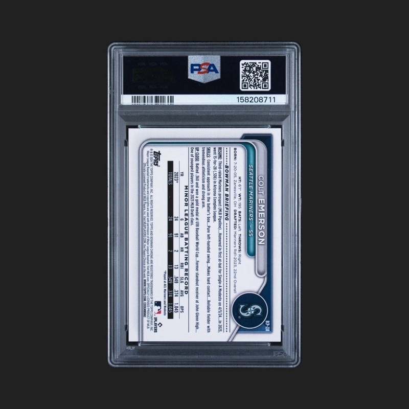 2024 Bowman Chrome Colt Emerson Superfractor 1/1 PSA 9 view 2