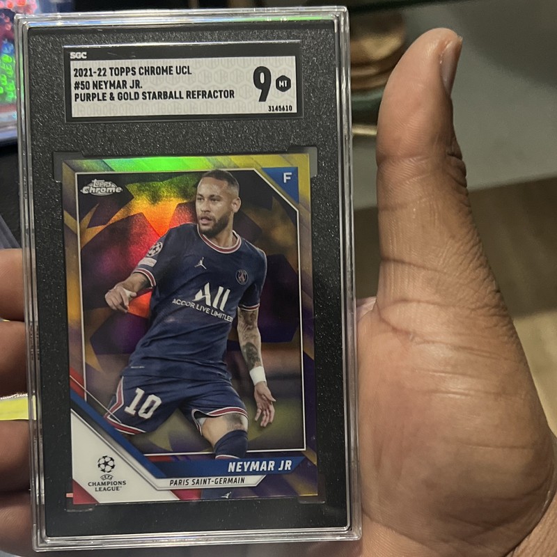 Topps Chrome UCL Neymar Jr PSG #50 Purple & Gold Starball Refractor SGC 9