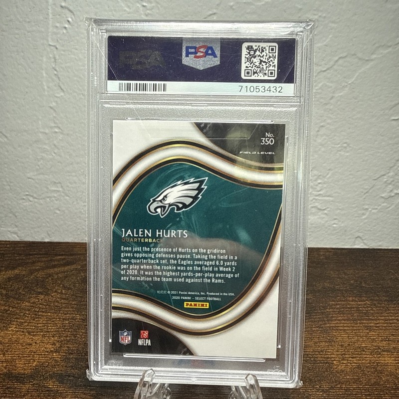 2020 Select Jalen Hurts RC Rookie Field Level #350 Eagles PSA 9 view 2
