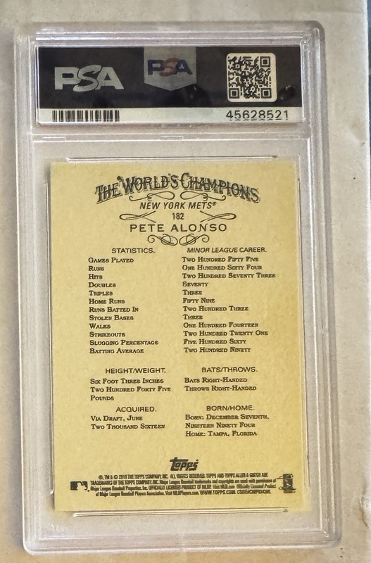 2019 Topps Allen & Ginter Gold Hot Box Pete Alonso RC SP PSA 9 view 2