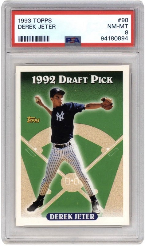 1993 Topps - Derek Jeter #98 Florida Marlins (RC) NY Yankees PSA 8