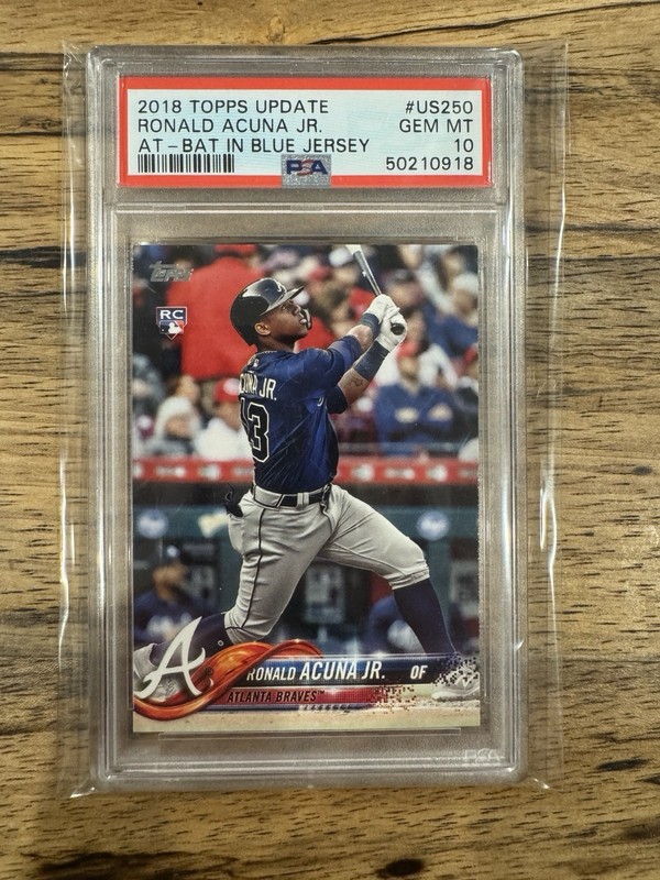 2018 Topps Update #US250 Ronald Acuna Jr RC At-Bat Blue Jersey PSA 10 GEM MT 🔥