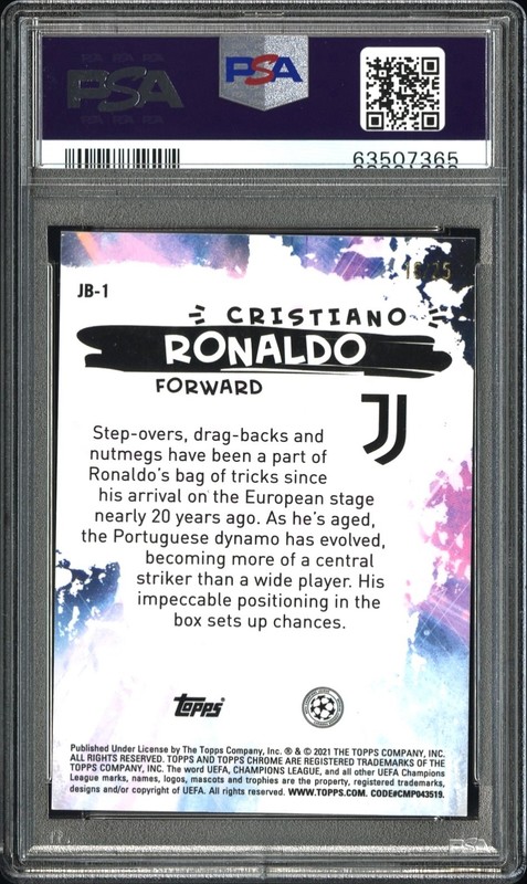 Cristiano Ronaldo RARE ORANGE REFRACTOR /25 TOPPS CHROME INVESTMENT CARD PSA 10 view 2