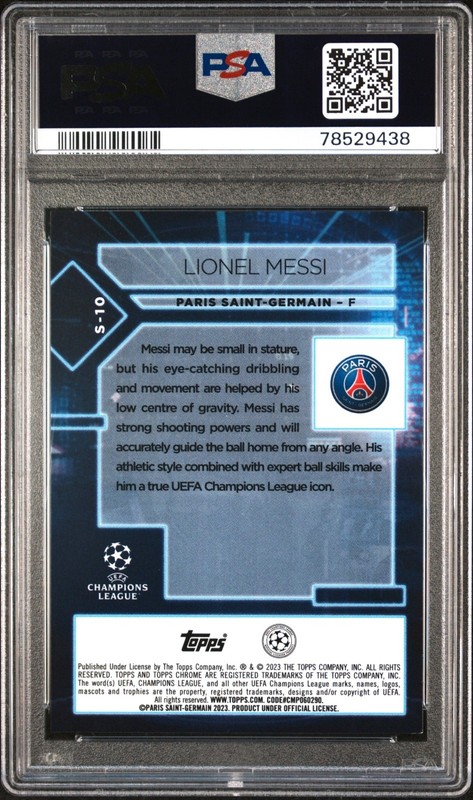Lionel Messi RARE GOLD LAVA REFRACTOR TOPPS CHROME INVESTMENT CARD ROY MVP PSA 9 view 2