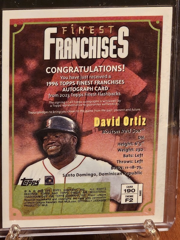 2024 Topps Finest Flashback Autographs David Ortiz view 2