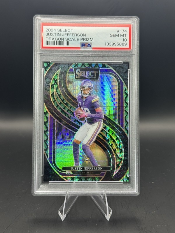 2024 Select - Justin Jefferson Dragon Scale Prizm /81 PSA 10