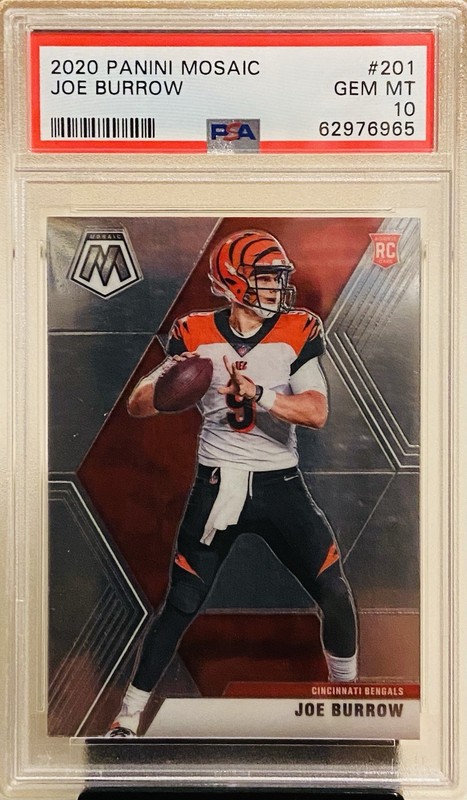 Joe Burrow 2020 Panini Mosaic Rookie RC #201, PSA 10, Bengals 🏈🔥🐯
