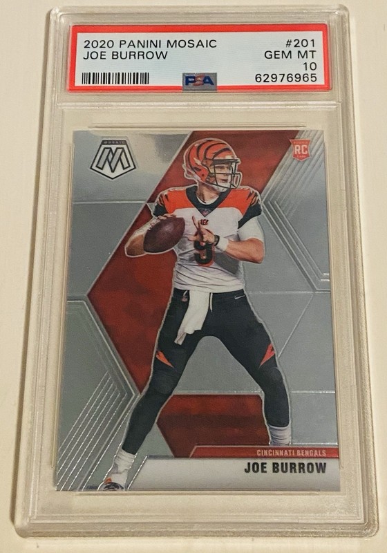 Joe Burrow 2020 Panini Mosaic Rookie RC #201, PSA 10, Bengals 🏈🔥🐯 view 2