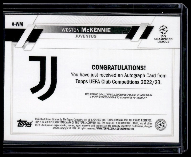 WESTON McKENNIE 2022-23 Topps UEFA Auto #A-WM view 2