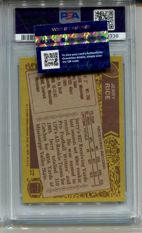 1986 Topps Jerry Rice Rookie Card PSA 8.5 NM MINT+ Football #161 view 2