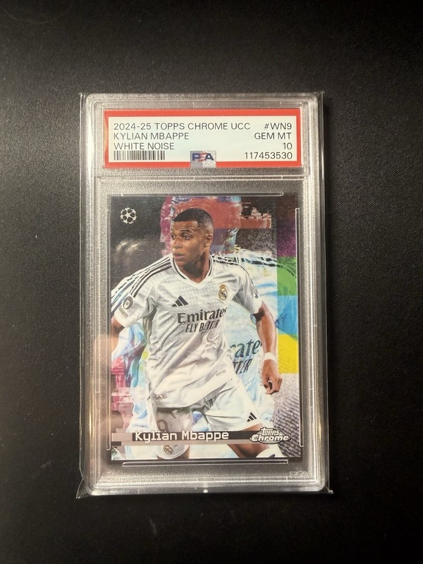 2024-25 Topps Chrome UCC Kylian Mbappe White Noise Case Hit PSA 10