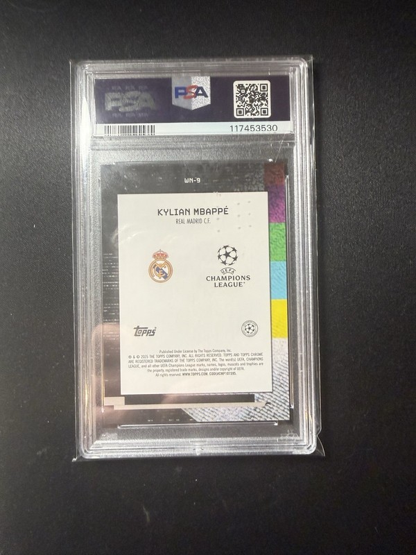 2024-25 Topps Chrome UCC Kylian Mbappe White Noise Case Hit PSA 10 view 2