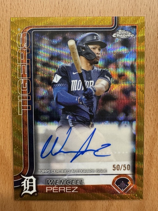2025 Topps Chrome Wenceel Perez Gold Wave Refractor Auto 50/50 Tigers #AC-WP