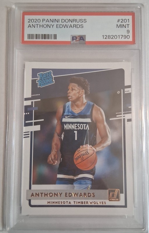 Panini 2020-21 Donruss Anthony Edwards Timberwolves Rated Rookie #201 PSA 9