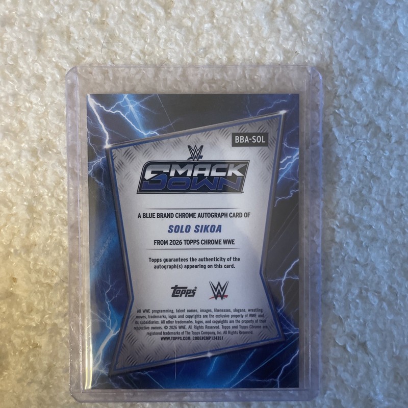 2026 WWE Topps Chrome- Solo Sikoa, Smackdown Blue Brand Autograph- #BBA-SOL view 2