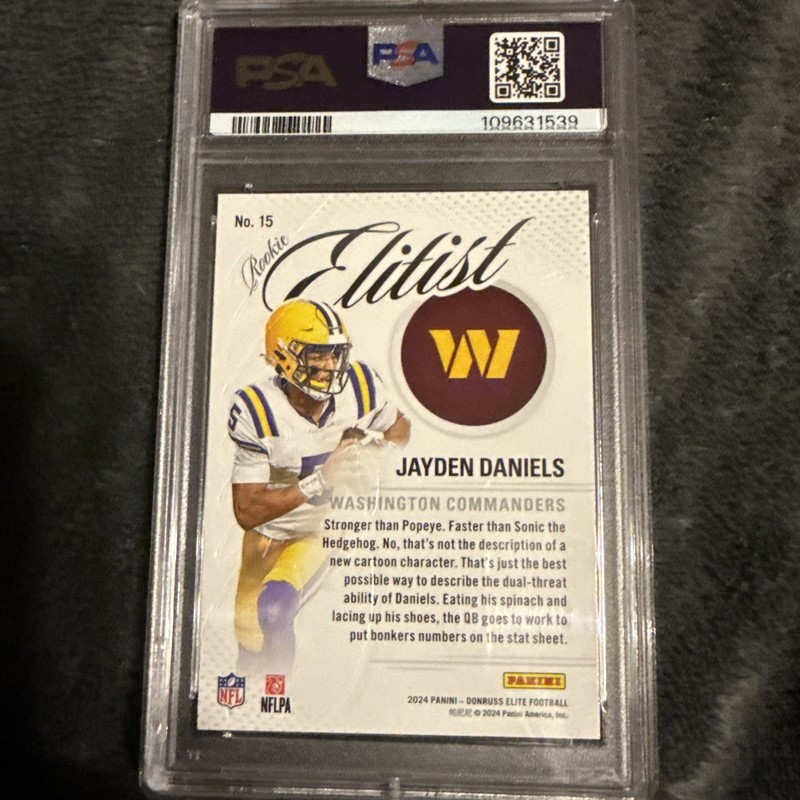 2024 Panini Donruss Elite - Rookie Elitist Jayden Daniels #15 (RC) PSA 10 view 2