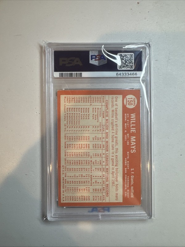 1964 TOPPS #150 WILLIE MAYS GIANTS HOF PSA 5 Really Good Eye Appeal view 2