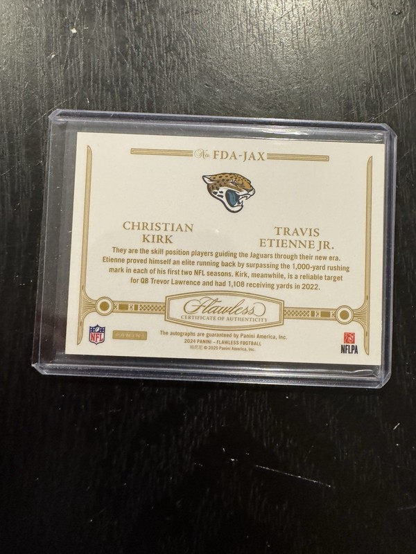 2025 Flawless Christian Kirk Travis Etienne Jr. 2024 Football Dual Auto Ruby /15 view 2