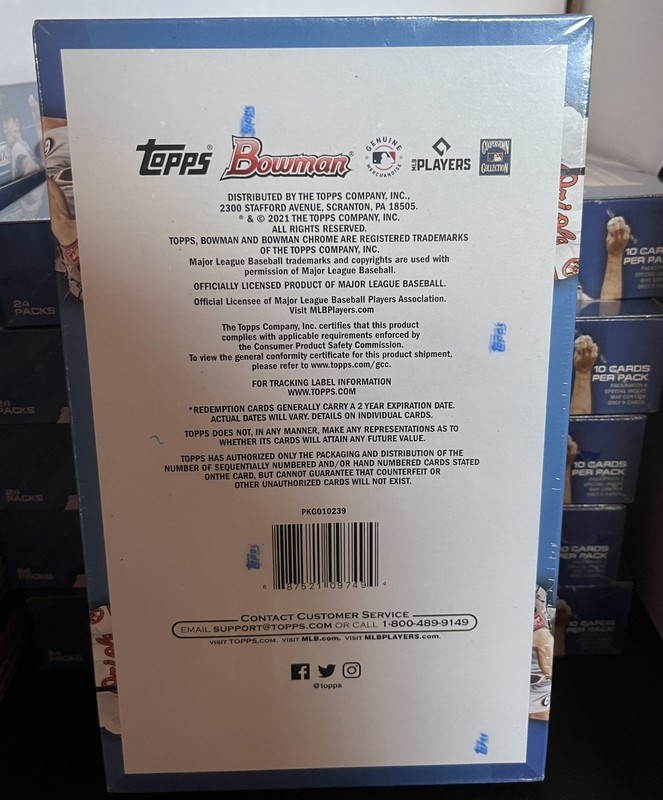 2021 Bowman Baseball Factory Sealed Hobby Box (1 Chrome Auto/Box) QTY Available view 2