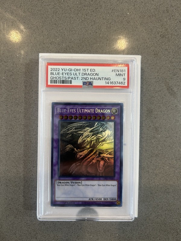Konami Yu-Gi-Oh! Blue-Eyes Ultimate Dragon Ghost Rare 1st Ed GFP2-EN181 PSA 9 view 2