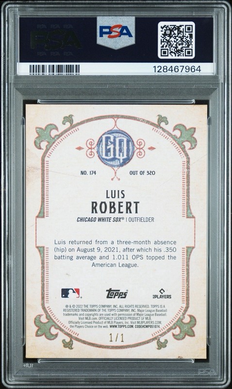 2022 Topps Gypsy Queen Luis Robert Chrome SUPERFRACTOR 1/1 PSA 9 view 2