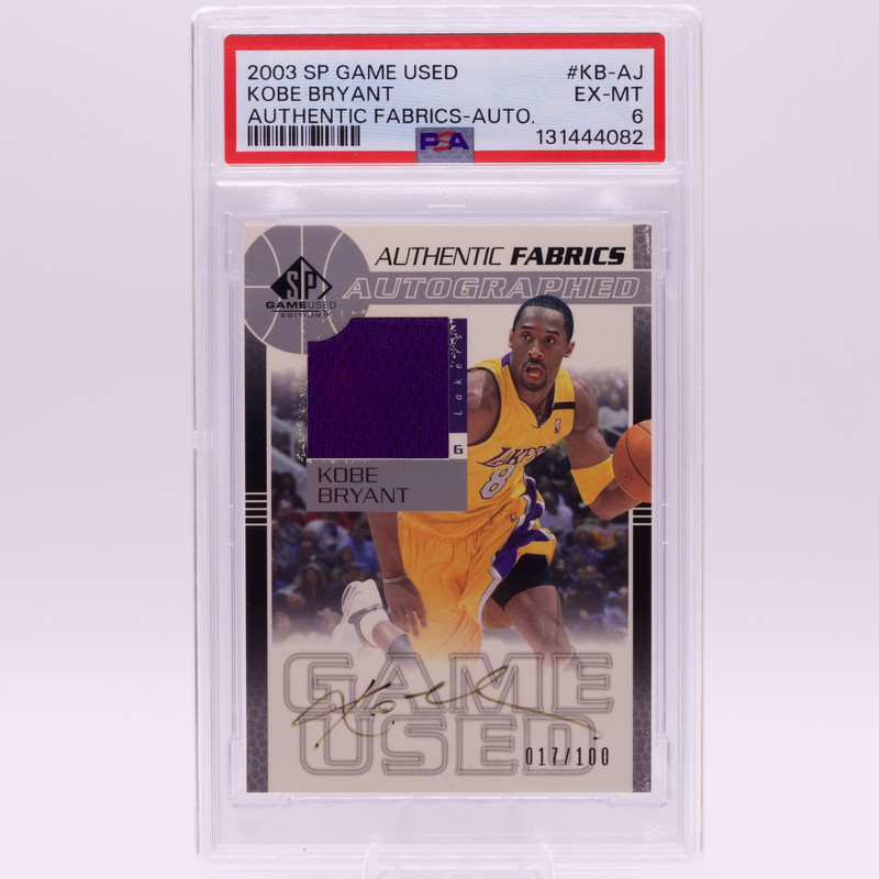 2003 SP Game Used Kobe Bryant Authentic Fabrics Patch Auto /100 PSA 6
