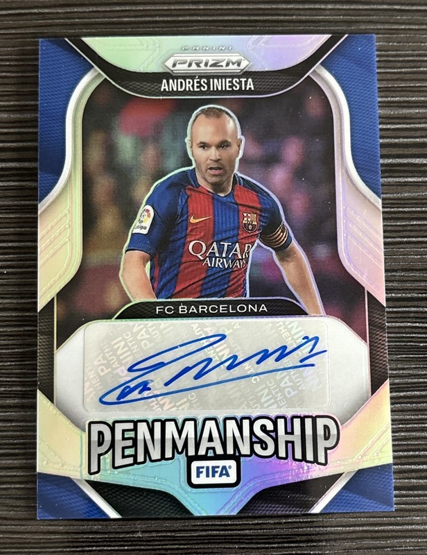 2025-26 Panini Prizm FIFA Andres Iniesta Silver Penmanship Auto /199 SSP Barca