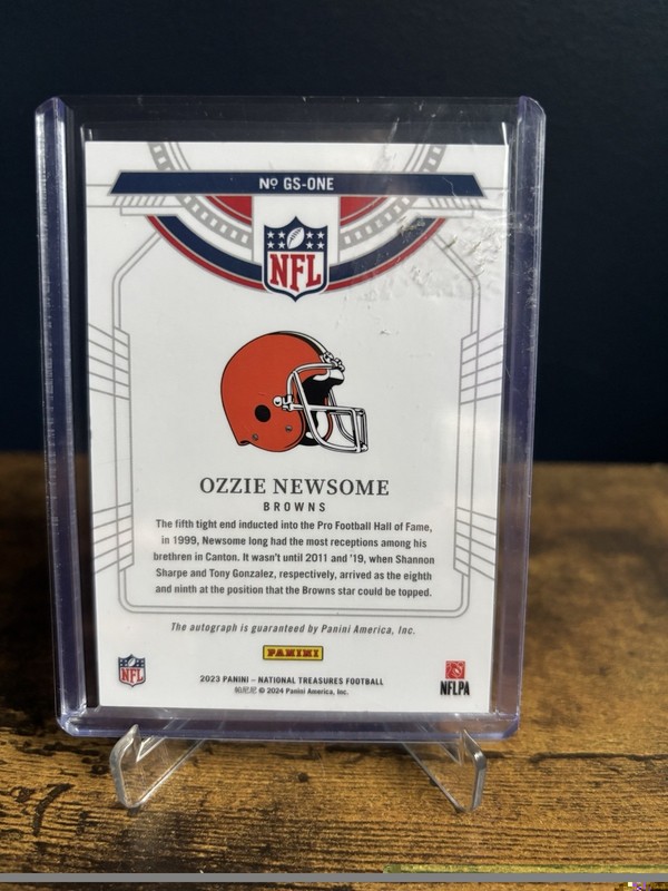 2023 Panini National Treasures Ozzie Newsome Auto GS-ONE /80 view 2