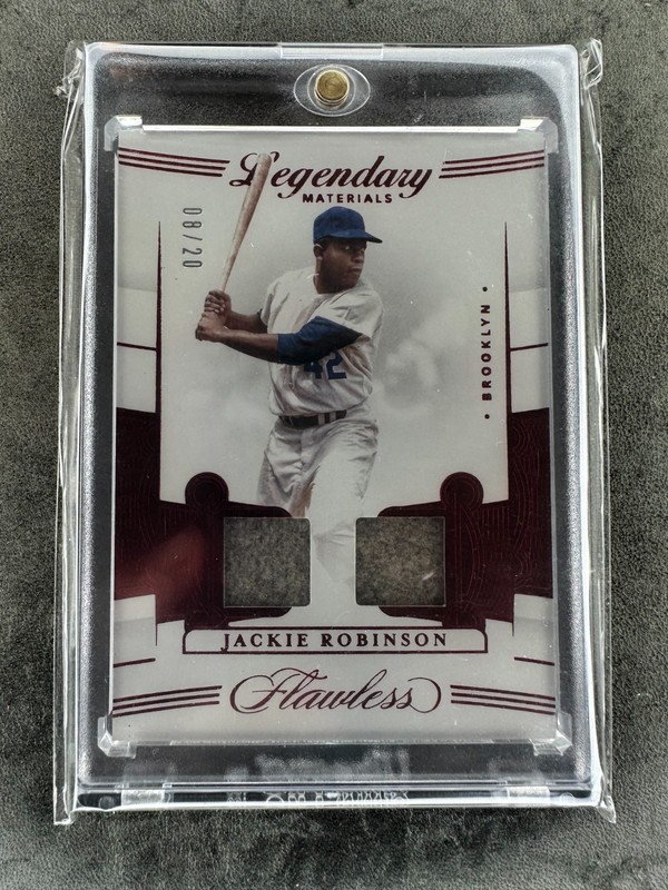 2020 PANINI FLAWLESS LEGENDARY MATERIALS GAME USED JERSEY JACKIE ROBINSON 08/20