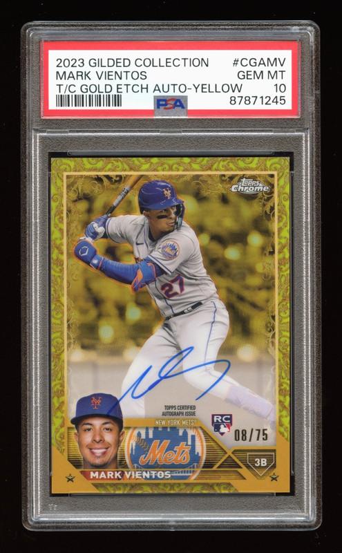 2023 Topps Gilded Coll. MARK VIENTOS Gold Etch Auto Yellow Refractor PSA 10 (RC)