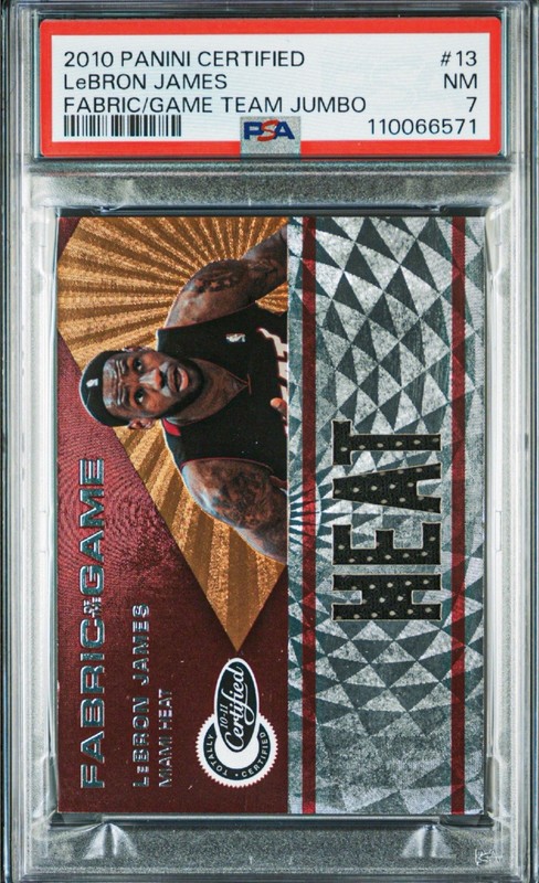 PANINI LEBRON JAMES FABRIC TEAM JUMBO GAME WORN PATCH JERSEY RELIC GRADED PSA 🔥