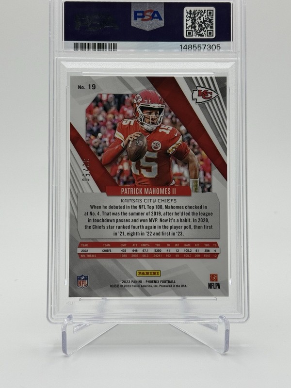 2023 PANINI PHOENIX YELLOW #19 PATRICK MAHOMES II 33/50 PSA 9 view 2