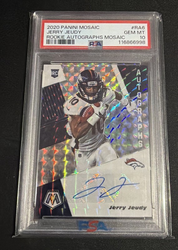 JERRY JEUDY 2020 Panini Mosaic RC Autographs Mosaic PSA 10 Broncos Browns