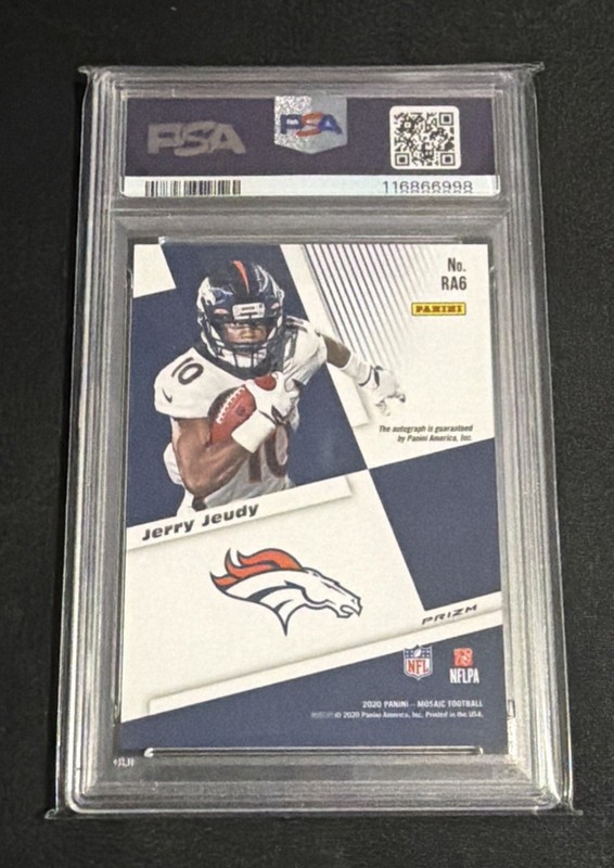 JERRY JEUDY 2020 Panini Mosaic RC Autographs Mosaic PSA 10 Broncos Browns view 2