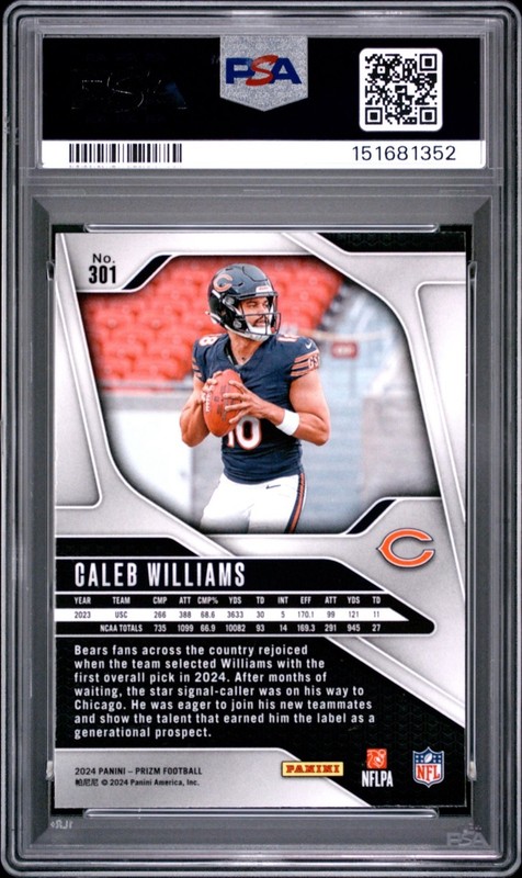 2024 Panini Prizm - Rookies Caleb Williams #301 (RC) PSA 10 view 2